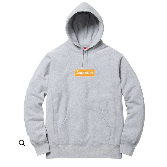 Authentic Supreme Box Orange Logo Hooded Sweatshirt 'Heather Grey'